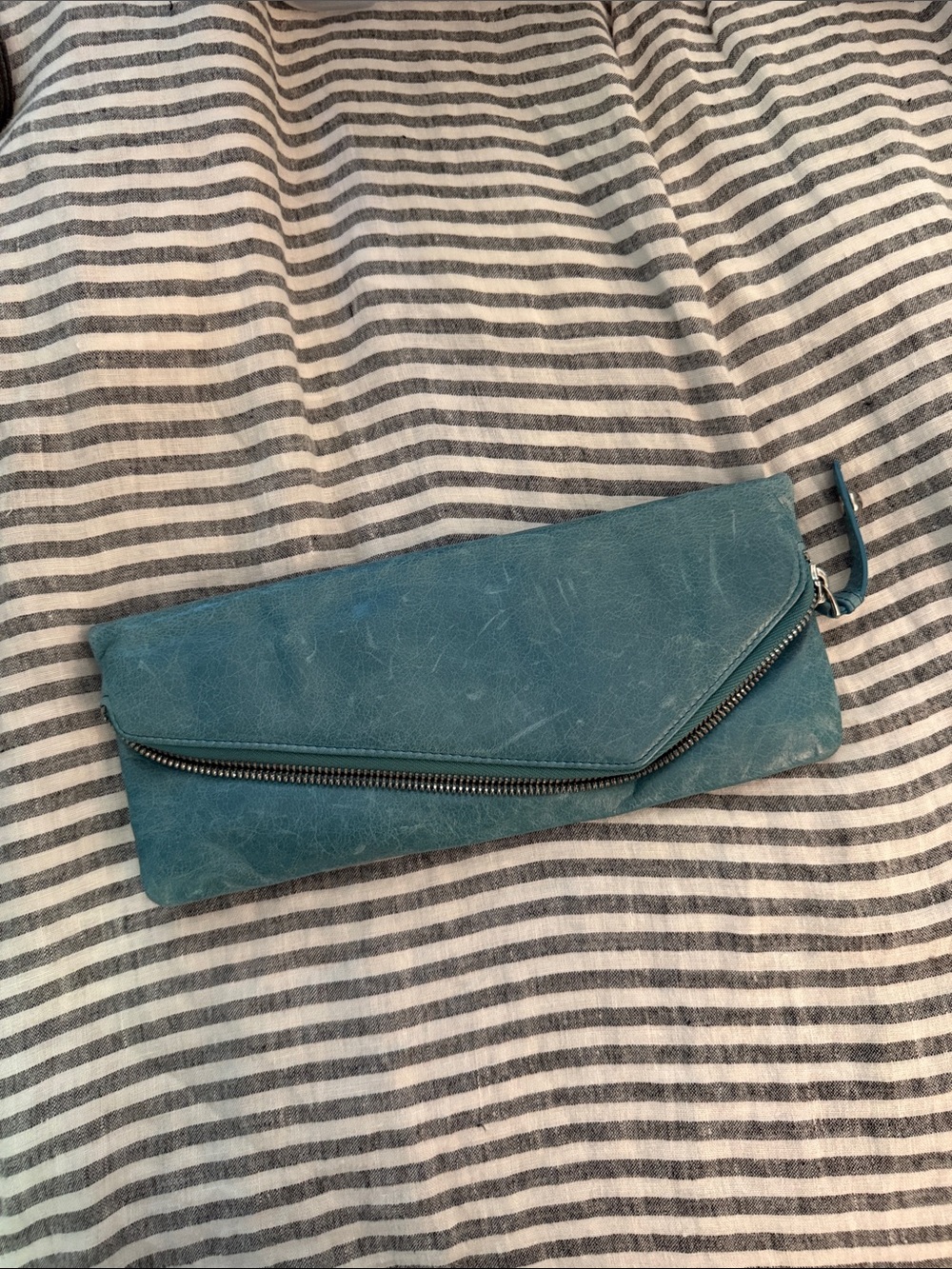 HOBO Teal Leather Clutch Wristlet